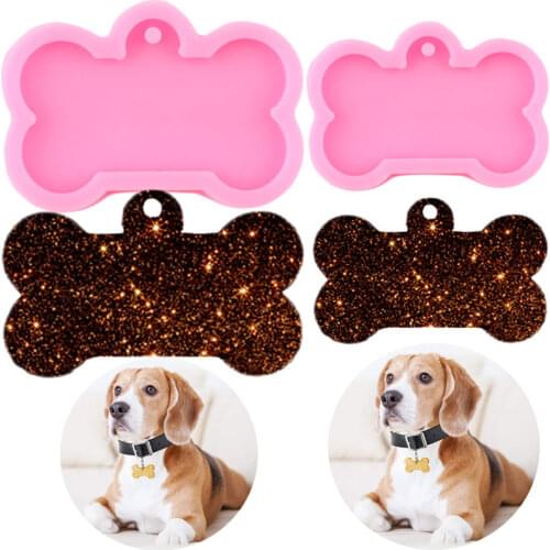 2 Sizes DIY Dog Tag Bone Shaped Keychain Casting Silicone Mould Crafts Key Chain Pendant Making Tools Crystal Epoxy Resin Mold