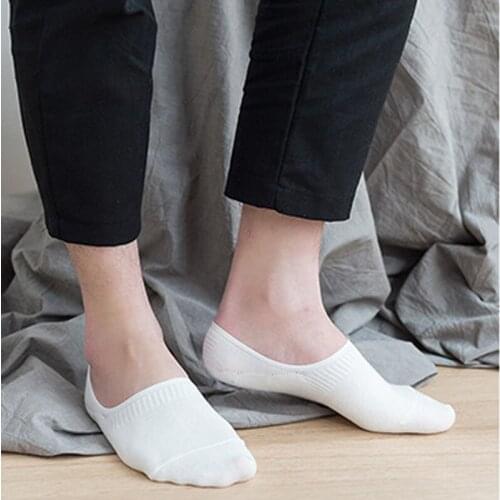 4 Pairs /Lot Caramella Mens Invisible No Show Socks Solid Color Cotton Thin for Summer