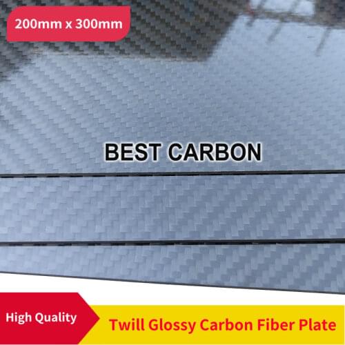 Free Shipping 200mm x 300mm 100% Twill Glossy Carbon Fiber Plate, laminate plate, rigid plate , car board , rc plane plate