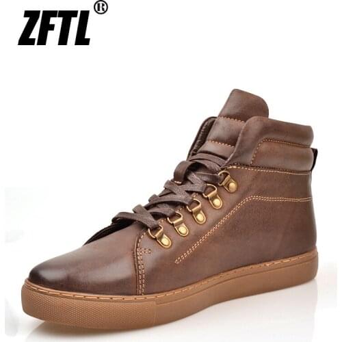 ZFTL Mens Casual Snow Boots Casual high-top shoes Cow Leather Brand High Quality Male Winter Snow Boots Leisure Ankle Boots