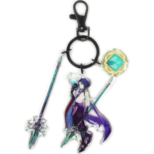 Genshin Impact keychain ZhongLi Xiao Klee Venti Keqing Barbara Mona Razor cosplay pendant Prop Accessories Daily gifts Halloween