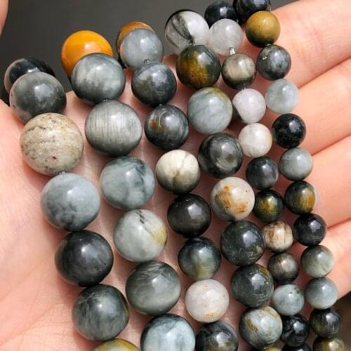 6 8 10mm Hawks Eye Stone Beads Natural Eagle Eye Loose Round Beads 15''Inches for Jewelry Making DIY Bracelet Accessories
