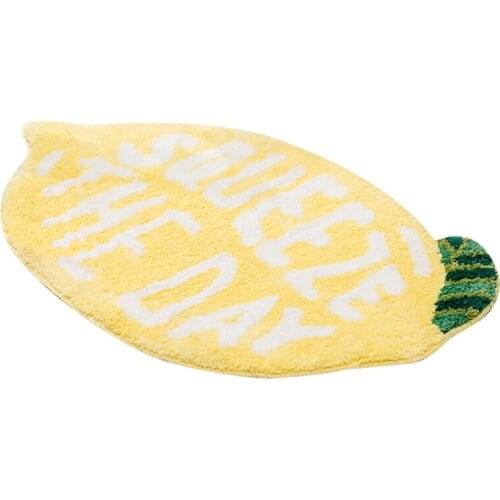 Flocking Fruit Peach Shape Rug Home Entrance Mat Bedroom Bathroom Door Non-Slip Carpet Absorbent Foot Mat - Lemon
