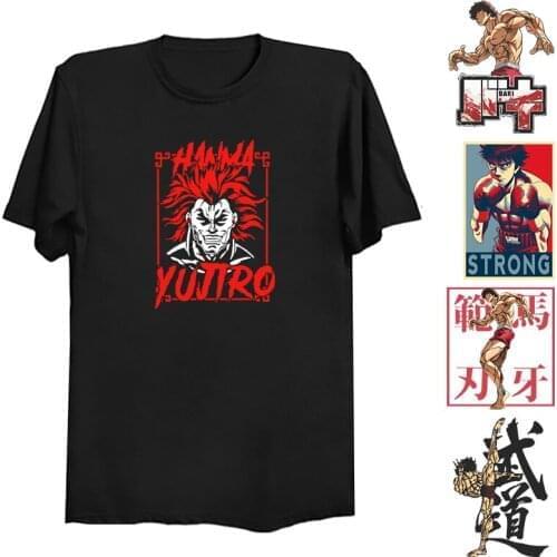Japanese Anime Baki T Shirt Grappler Fitness Training Male Clothing Harajuku Men Shirt Kaoru Hanayama Cotton Camiseta Men Clothe