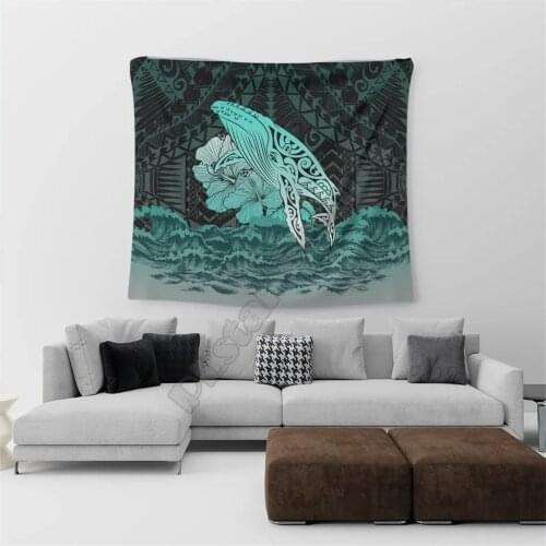 Hawaii Hibiscus Wale Polynesian Tapestry 3D Printed Tapestrying Rectangular Home Decor Wall Hanging