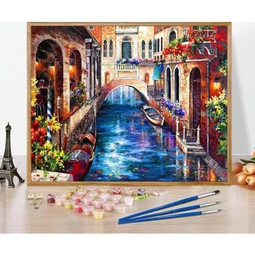 CHENISTORY Oil Painting By Numbers Venice Landscape For Adult Handpainted Home Decoration Picture Digital Painting Canvas Gift
