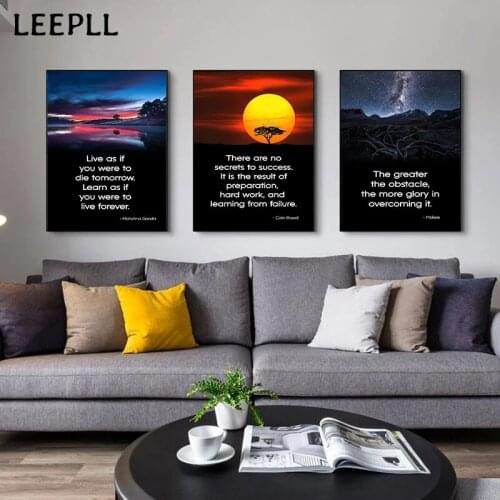 Mountains And Rivers And Sunset Inspirational Quotes Posters And Prints Canvas Paintings Wall Art Pictures For Living Room Decor