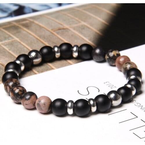 8mm Round Beads Natural Stone Bracelets Blue Sodalite stone Rhodochrosite gasket charm Bracelet Gifts for both men and women