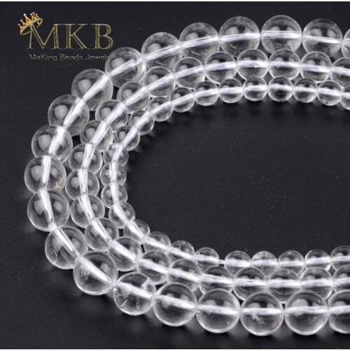 AA 100% Natural Stone Clear Quartz Round Beads For Jewelry Making 6/8/10/12mm White Crystal Loose Beads Diy Bracelet Wholesale