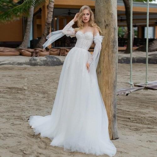 Lace Sweetheart Bohemian Bridal Dress With Detachable Sleeves A Line Corset Top Illusion Bridal Gowns Custom Made