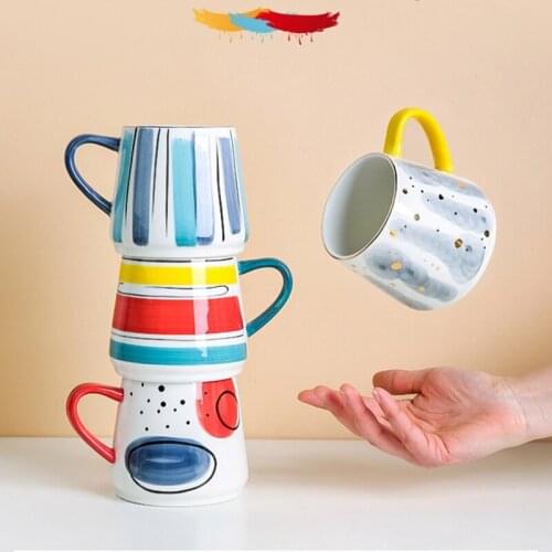 Nordic Color Hand-painted Mug Coffee Mug Ceramic Water Mug Creative Drinkware Coffee Tea Cups