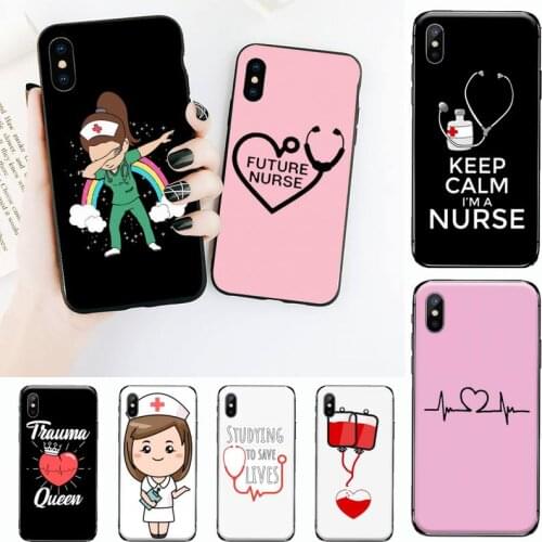 Nurse stethoscope cartoon Phone Case for iPhone 11 12 mini pro XS MAX 8 7 6 6S Plus X 5S SE 2020 XR