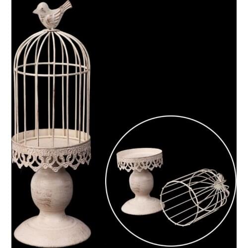 Metal Bird Cage Candle Holder Tealight Candlestick Hanging Lantern Decor Gift
