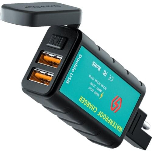 Motorcycle Dual USB Charger SAE to USB Adapter with On/OFF Switch Support QC3.0 PPS DCP FCP SCP AFC MTK PE For iPhone Samsung