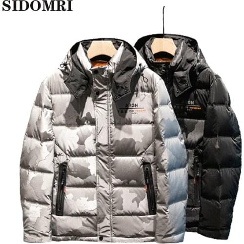 Jakcket men down jacket new collection 90% white duck down hooded monogram printed down jacket short coat for men high quality