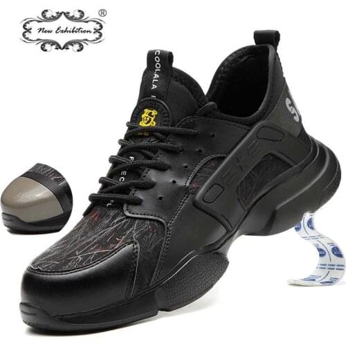 New exhibition Fashion safety shoes Men Steel Toe Cap Anti-smashing Construction Work Boots Pierce resistant Safety Work Sneaker