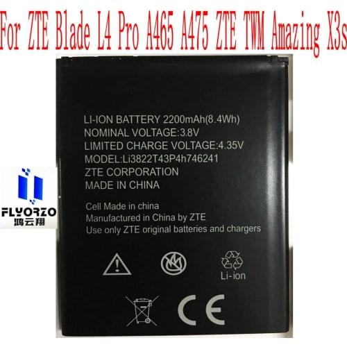 New High Quality 2200mAh Li3822T43P4h746241 Battery For ZTE Blade L4 Pro A465 A475 ZTE TWM Amazing X3s Mobile Phone