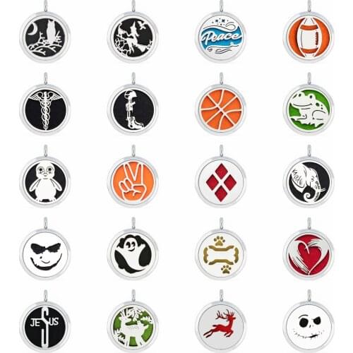 Mom dad nana papa aromatherapy diffuser necklace pendant locket essential oil perfume locket women 5pcs pads no chain