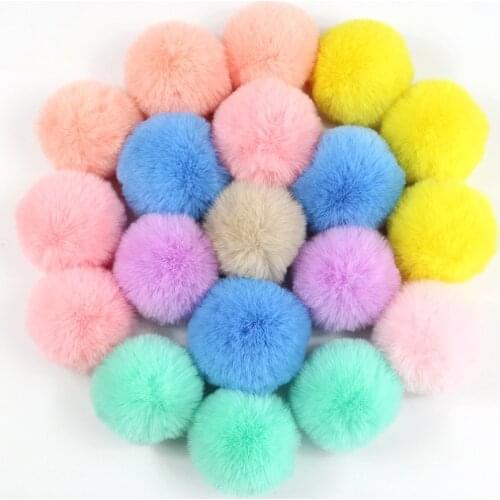 30pcs/lot 8CM Mulit Colors Pompom faux Rabbit Fur Craft DIY Soft Pom Poms Keychain Hat/Sewing On Cloth Accessories