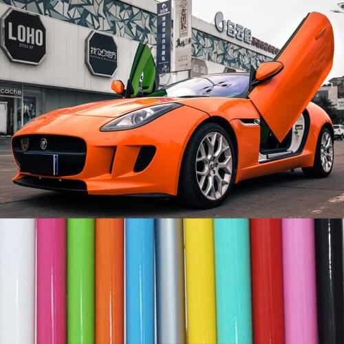 Premium 18 colors Shiny Gloss Vinyl Film Self Adhesive Glossy Car Wrap Foil With Air Bubble Free For Motorbike Car Sticker Decal