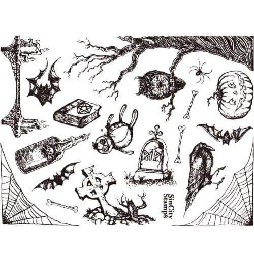 Halloween Transparent Clear Silicone Stamp/Seal for DIY scrapbooking/photo album Decorative clear stamp sheetsM1244