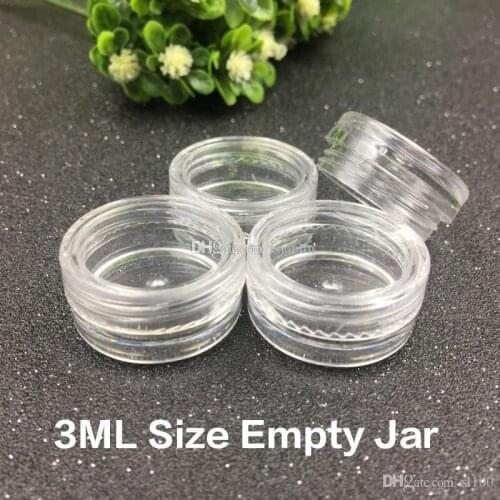3ML Clear Base Empty Plastic Container Jars Pot 3Gram Size For Cosmetic Cream Eye Shadow Nails Powder Jewelry
