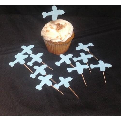 Airplane Cupcake toppers wedding bridal shower valentines day party food picks Birthday baby baptism toothpick