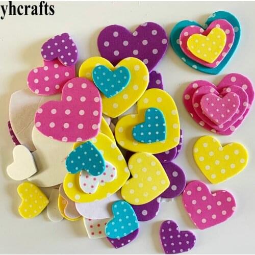 1bag/LOT,Spot heart foam stickers Early learning educational toys Wall fridge stickers Home decoration Birthday gifts DIY craft