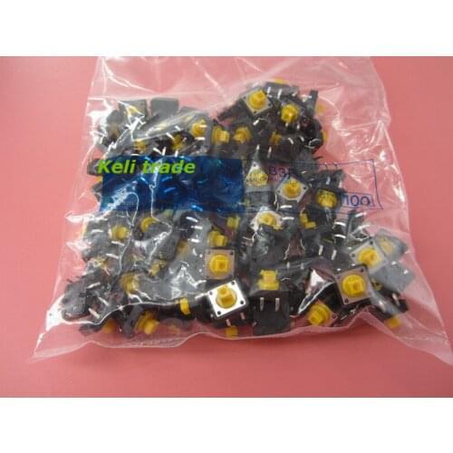 100pcs Tactile Push Button Switch Momentary Tact 12*12*7.3mm DIP Through-Hole 4pin B3F key light touch switch