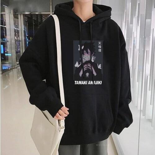 TAMAKI AMAJIKI My Hero Academia Anime Hoody Pullover Male Harajuku Kawaii Boys Print Korean Fashion Streets Patchwork Sweatshirt