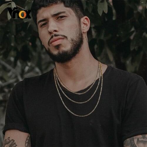 Vnox Men Simple Figaro Chain Necklaces, Anti Allergy Stainless Steel Long Collar for Men Women,Minimalist Chain Jewelry