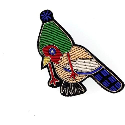 Handmade embroidery badge,Creative Kingfisher with hat badge,cute sewing accessories