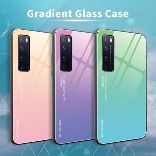 For OPPO Realme 7 Pro Case Hard Tempered Glass fashion Gradient Protective Back Cover case For oppo realme 7 7Pro Realme7 shell