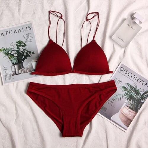 Wriufred New U-shaped beautiful back underwear set front buckle triangle cup lingerie panty sexy no steel ring smooth bra set