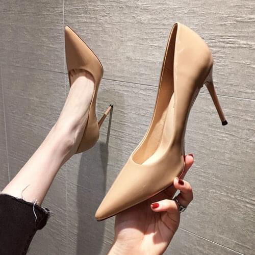 Womens All-match White High Heels Stiletto High Heels Women Sexy Nude Single Shoes