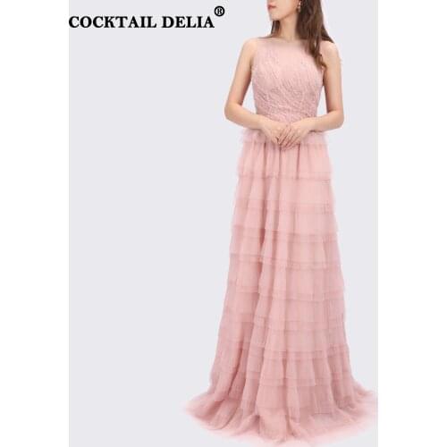 Pink A-Line Sleeveless Evening Dress 2021 Crystal Elegant Ceremony Long Party Dresses Woman For Weddings Formal Celebrity O-Neck