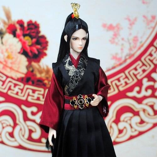 1/6 Scale BJD Doll Chinese Ancient Costume Hanfu Samurai Suit Long Hair Samurai Wig for30cm Male Body Limited Edition Collection