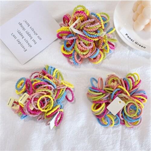 100pcs/lot Kids Candy Color Hair Rope high Elastic Hair Bands Mini Hair Rings Scrunchie Rubber Band for Girls Hair ties Accessor