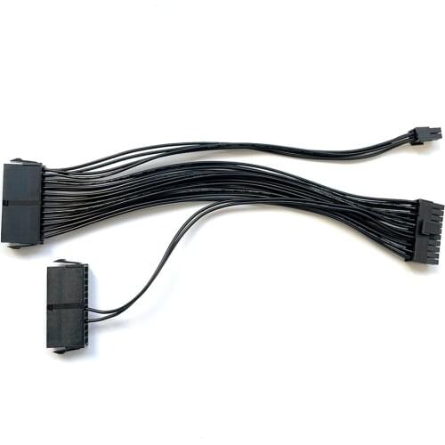 2PCS High quality ATX 30cm 24 Pin Dual PSU Power Supply Extension Cable for Mining