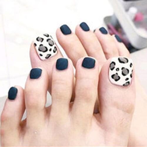 24pcs Wear Short Paragraph Fashion Manicure Patch False ToeNails Save Time Wearable ToeNail Patch SANA889