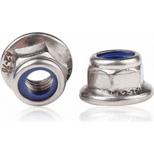 3Pcs Hex Flange Nylon Insert Nuts DIN6923 304 Stainless Steel Nut M3 M4 M5 M6 M8 M10 M12 For Metric Bolts Screws