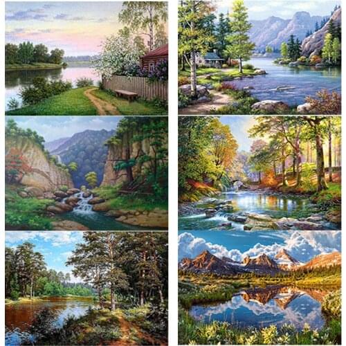 5D DIY Diamond Painting Scenery Houses Diamond Embroidery Landscape Cross Stitch Full Square Round Drill Crafts Home Decor Gift