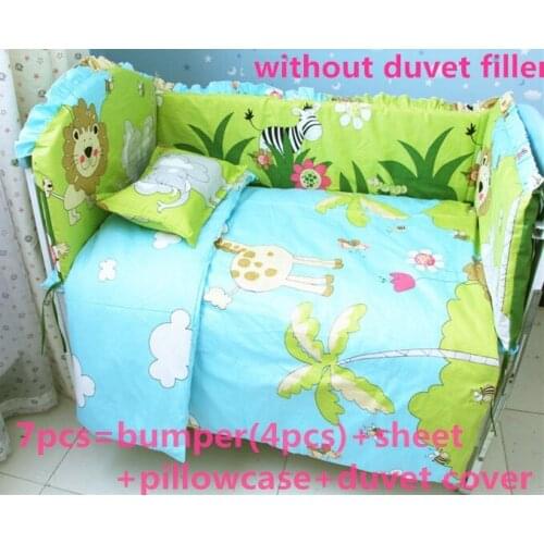 6/7PCS Cute Baby Cot Set 100% Cotton Crib Set For Kids,Baby Bedding Set Unpick kit de berço , 120*60/120*70cm