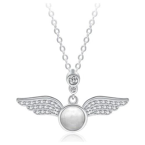 925 Sterling Silver Choker Necklace For Women Girls Crystal Angel Wings Charm Pendent Elegant Wedding Party Jewelry dz276