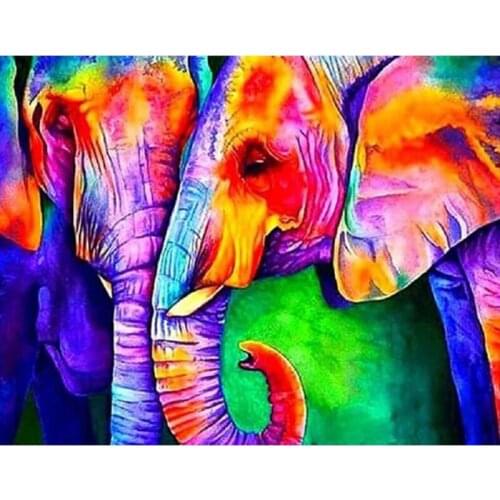 Diamond Painting Cross Stitch Animal Elephant Colorful 5D DIY Diamond Embroidery Full Square/round Rhinestone Of Picture