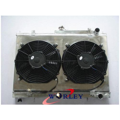 52MM Aluminum Radiator +shroud+fan for Nissan Skyline R33 R34 GTR GTST RB25DET