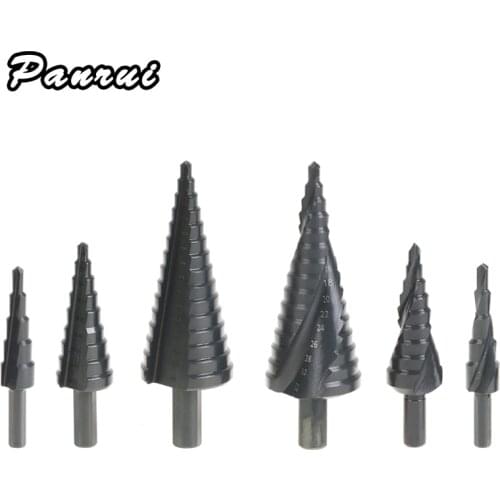 Free Shipping 3PC Hss Stepped Drill Bits Set Taper Hole Milling Cutter Metric 4-12/20/32mm Pagoda Drill Triangle Shank Hole Saw