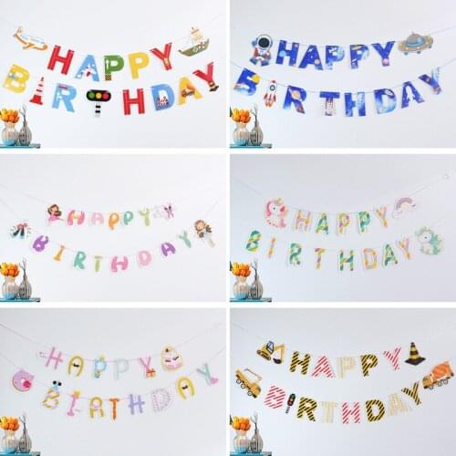 Paper Happy Birthday Bunting Garland Banner Flag Boy Girl Baby Shower Decoration Wedding Birthday Party Hanging Supplies Decor