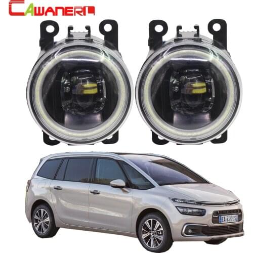 Cawanerl 2 Pieces Car Accessories LED Bulb Front Fog Light Angel Eye Daytime Running Light DRL 12V For Citroen C4 2004-2015