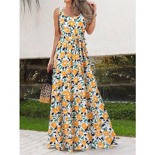 Celmia 2021 Women Polka Dot Summer Dress Sexy Casual Loose Belted Sleeveless Maxi Vestidos Plaid Patchwork Holiday Long Sundress